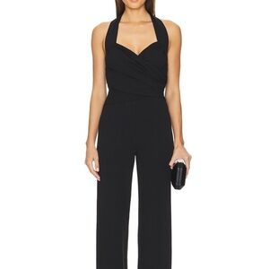 Black Halter-Top Straight-Leg Jumpsuit